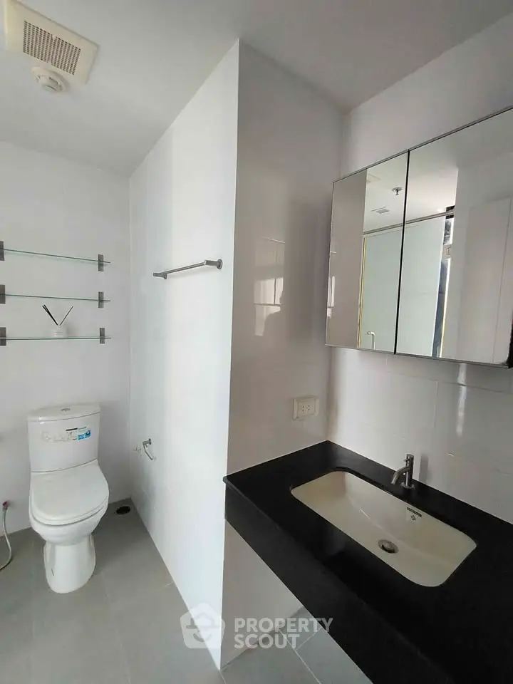 Modern bathroom with sleek fixtures and minimalist design