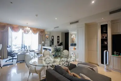 Luxurious living room with elegant decor and spacious seating area