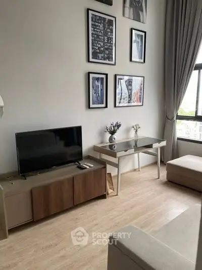 Modern living room with stylish decor and natural light