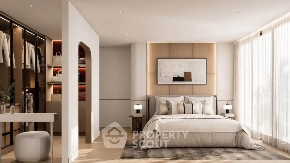 Luxurious bedroom with walk-in closet and elegant decor