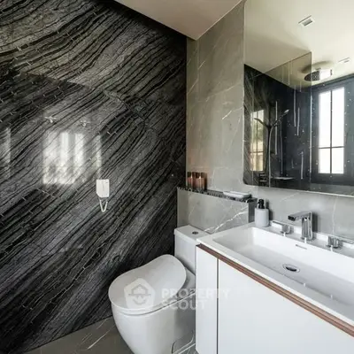 Luxurious modern bathroom with sleek design and elegant fixtures