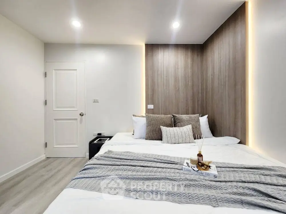 Modern bedroom with cozy lighting and stylish decor