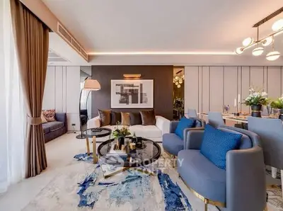 Luxurious modern living room with elegant decor and stylish furniture