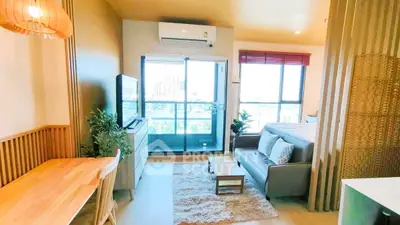 Modern living room with balcony view in stylish apartment