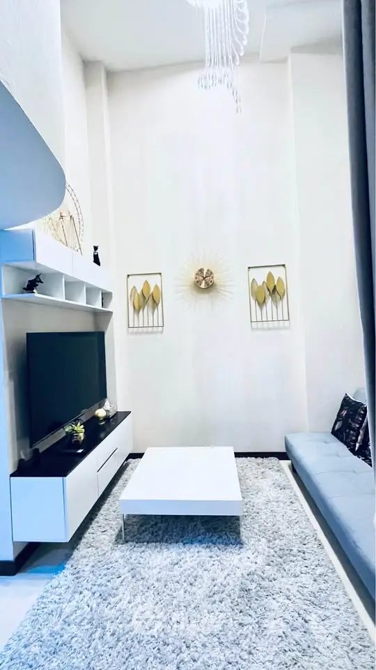 Modern living room with stylish decor and sleek furniture