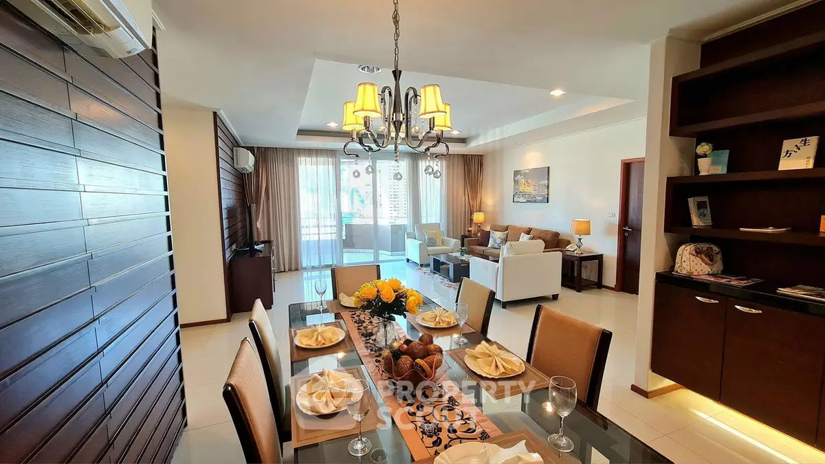 Spacious modern living and dining area with elegant decor and natural light