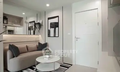 Modern living room with stylish decor and cozy seating area