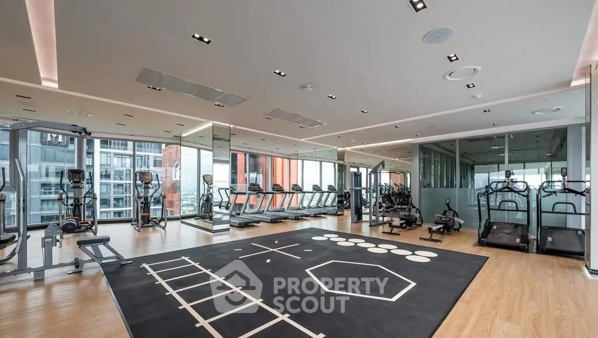 Modern gym with state-of-the-art equipment and city views
