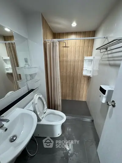 Modern bathroom with sleek design and walk-in shower