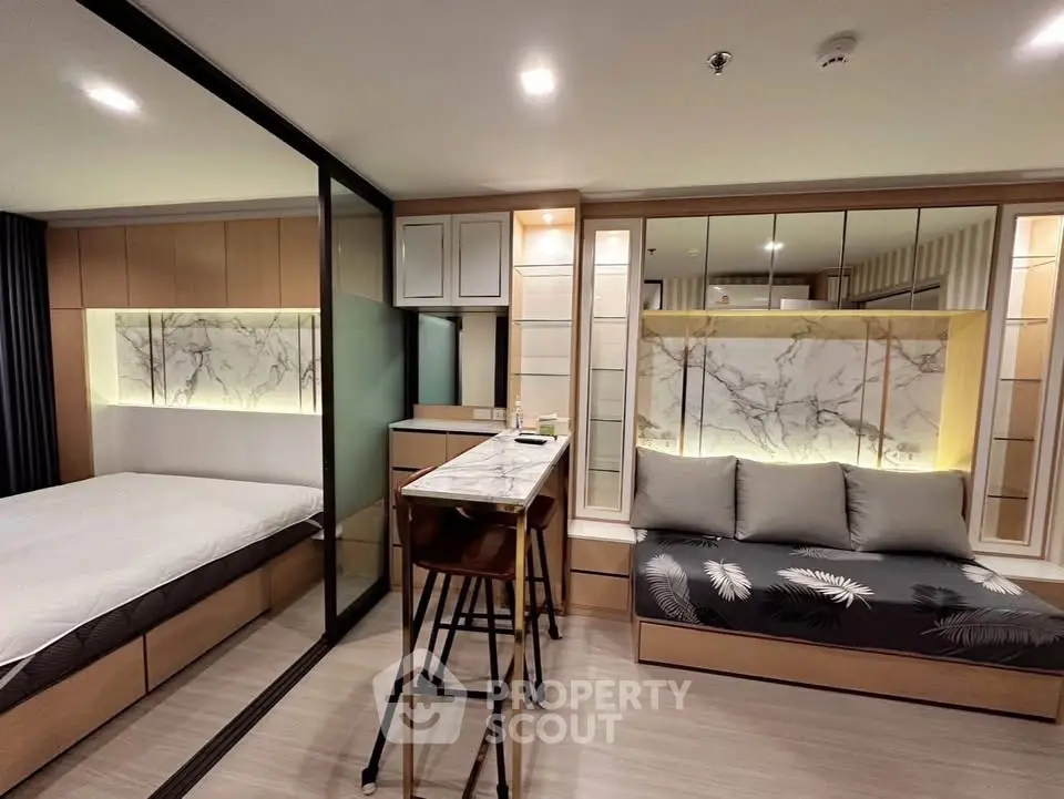 Modern studio apartment with stylish interior design and open layout