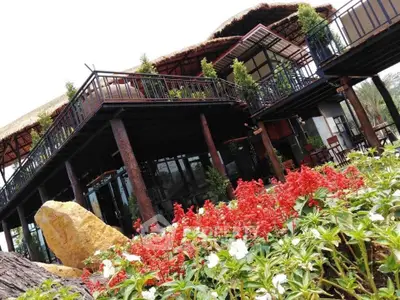 Stunning modern building with lush garden and unique architectural design