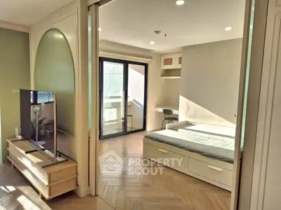 Modern studio apartment with open layout and natural light