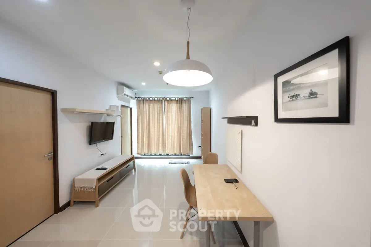 Modern living room with minimalist decor and natural light