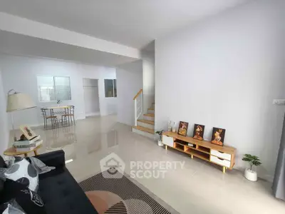 Spacious modern living room with sleek design and elegant decor