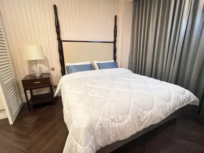 Cozy bedroom with elegant bed and stylish decor