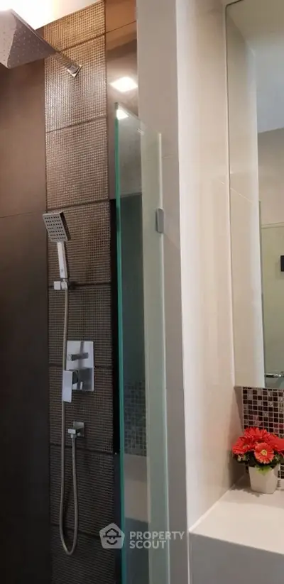 Modern bathroom with sleek shower design and elegant decor