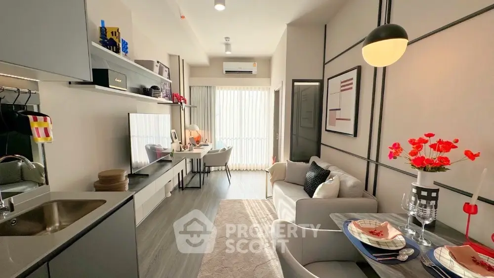 Modern living room with stylish decor and natural light
