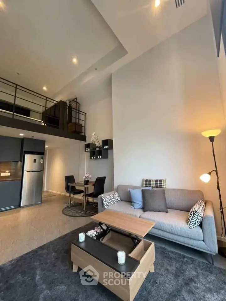 Modern loft apartment with high ceilings and stylish decor