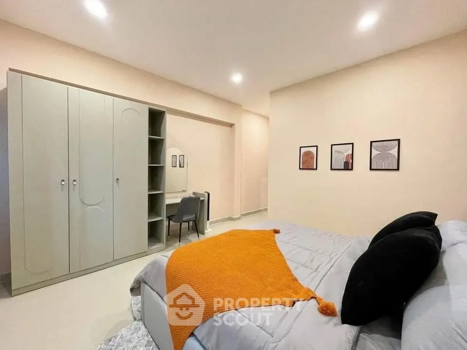 Modern bedroom with stylish decor and cozy ambiance