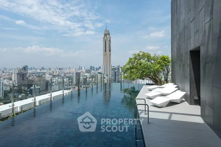 Stunning rooftop infinity pool with panoramic city skyline view, perfect for luxury urban living.