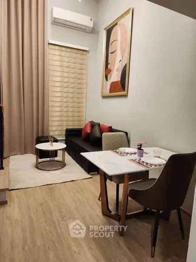 Stylish modern living room with elegant decor and cozy seating area