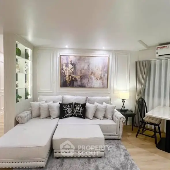 Elegant living room with plush sectional sofa and modern decor