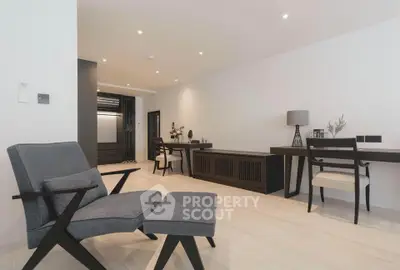 Modern living room with stylish furniture and elegant lighting