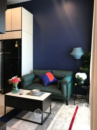 Fully Furnished 1 Bedroom Condo at The Line Sukhumvit 101 Livingroom