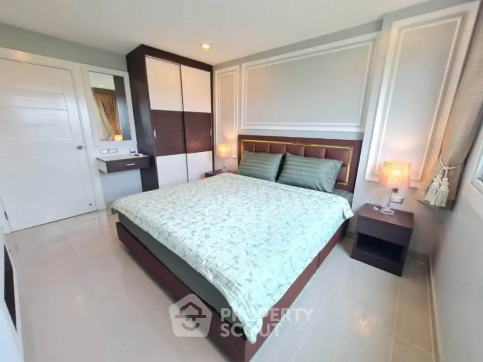 Modern bedroom with stylish decor and cozy ambiance