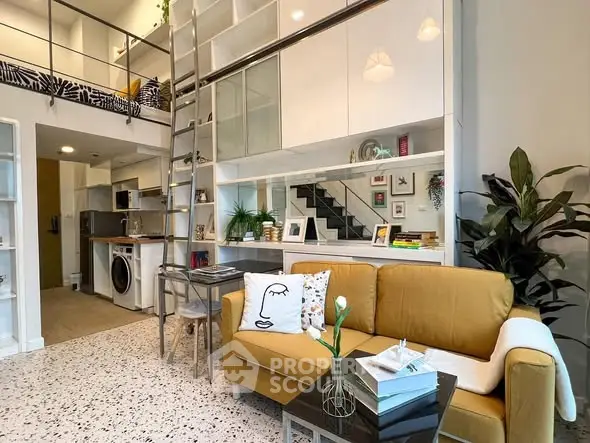 Modern loft apartment with stylish decor and mezzanine level