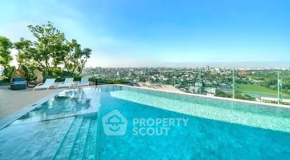 Stunning rooftop pool with panoramic city view and modern design.