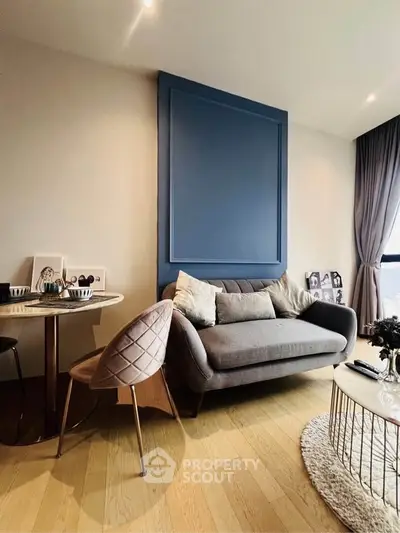 Stylish modern living room with cozy sofa and elegant decor