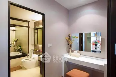 Modern bathroom with elegant vanity and stylish decor