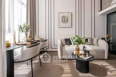 Luxurious modern living room with elegant decor and abundant natural light
