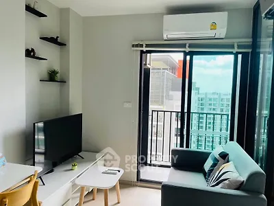 Modern living room with balcony view in a stylish apartment