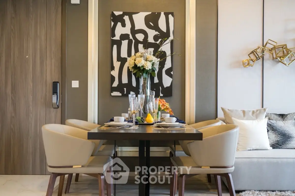 Elegant dining area with modern decor and stylish seating