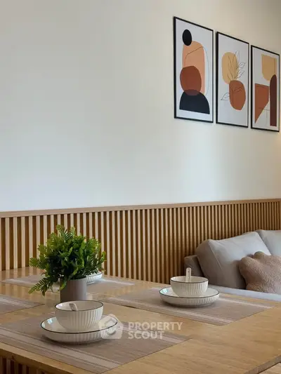 Modern living room with stylish decor and cozy seating area