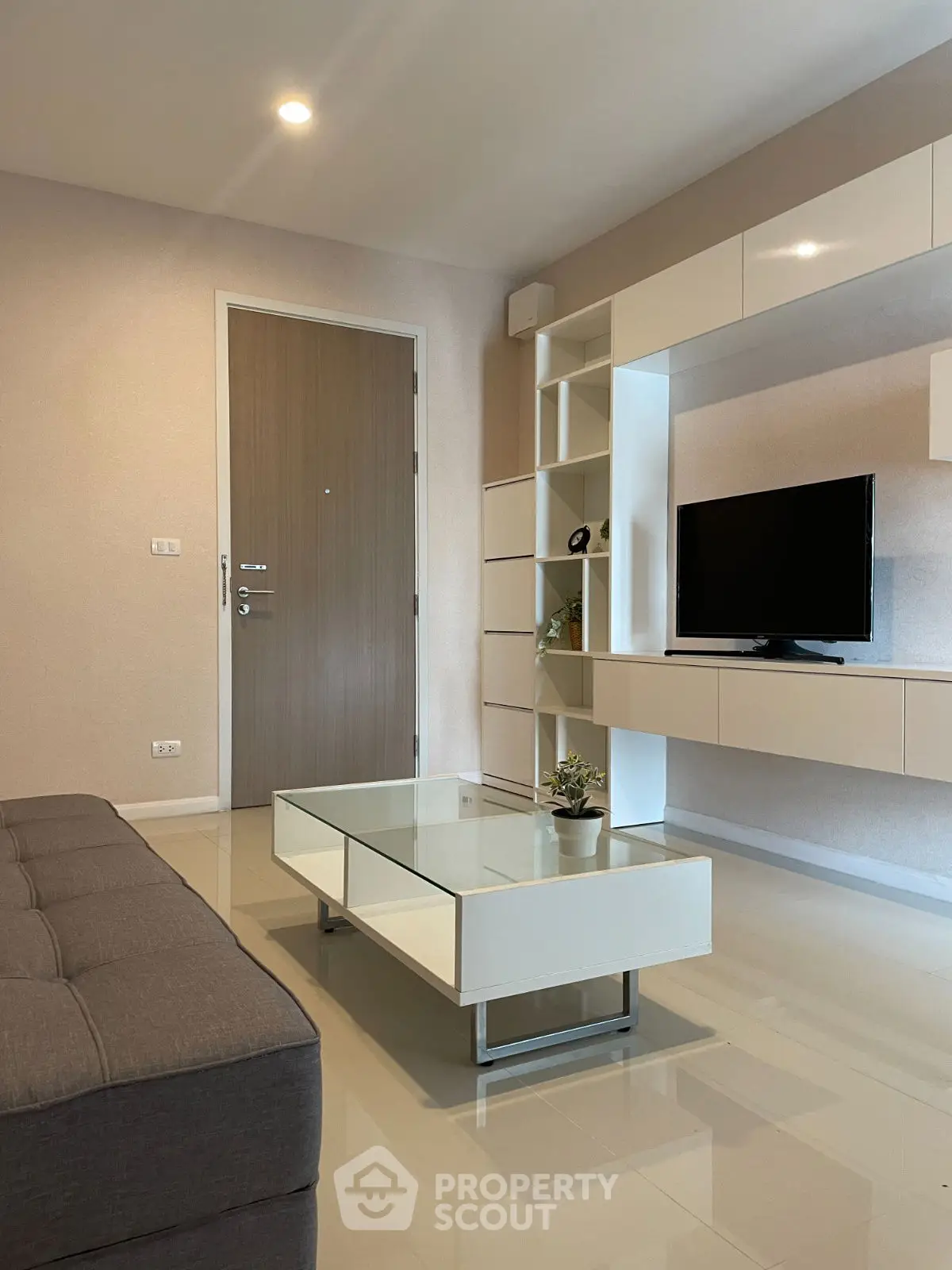Modern living room with sleek furniture and stylish decor