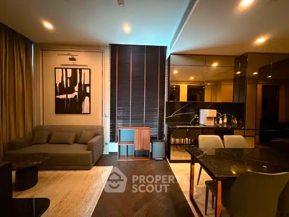 Luxurious modern living room with elegant dining area and stylish decor