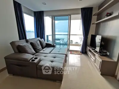 Luxurious living room with stunning ocean view and modern furnishings