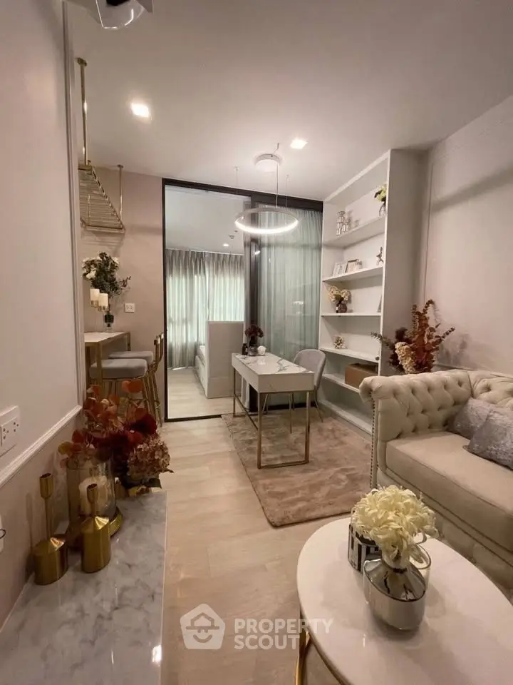 Luxurious modern living room with elegant decor and open layout, perfect for stylish urban living.