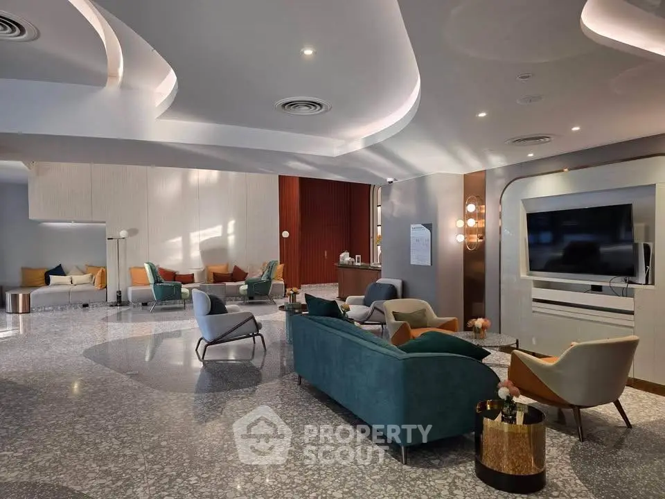 Luxurious modern living room with stylish furniture and elegant lighting