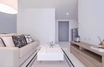 Modern minimalist living room with neutral tones and stylish decor