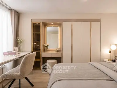 Luxurious bedroom with elegant decor and built-in wardrobe, perfect for modern living.