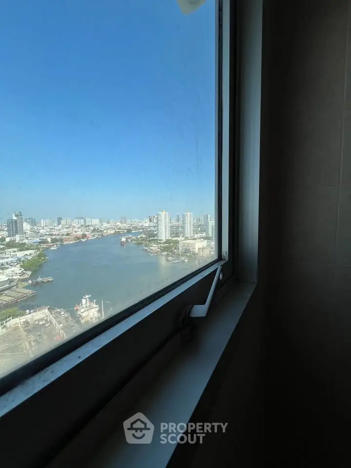 Stunning river and cityscape view from high-rise window