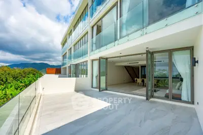 Luxurious modern apartment with spacious balcony and stunning mountain views