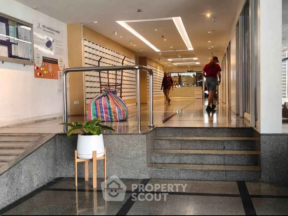 Modern building entrance with sleek design and stylish decor
