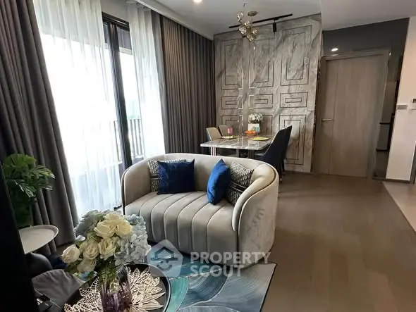 Luxurious modern living room with elegant decor and natural light