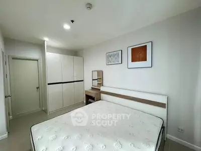Modern bedroom with stylish furniture and minimalist decor