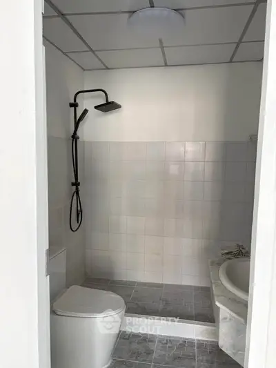 Modern bathroom with sleek shower and minimalist design